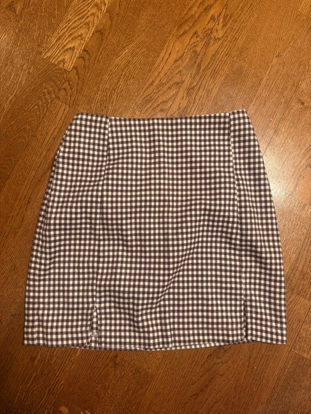 Eyeshadow Brown and White Gingham Pencil Mini Skirt